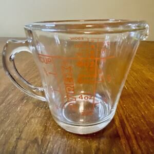 Pyrex 1 Cup Glass Measuring Cup D Handle Red Letter 508 Vintage